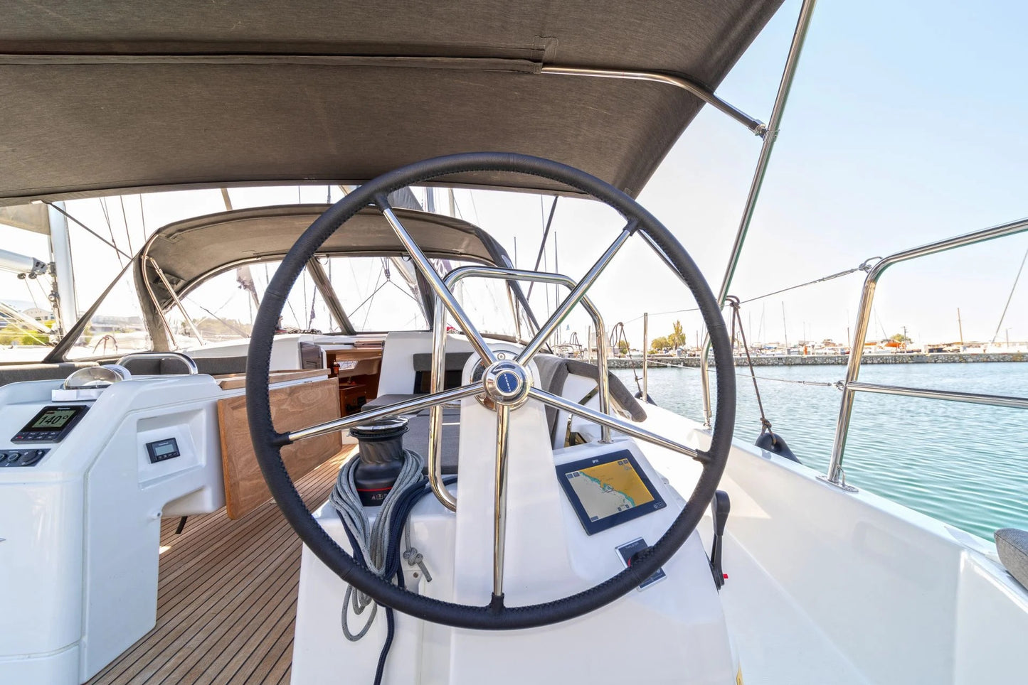 ships wheel sailing in crete
