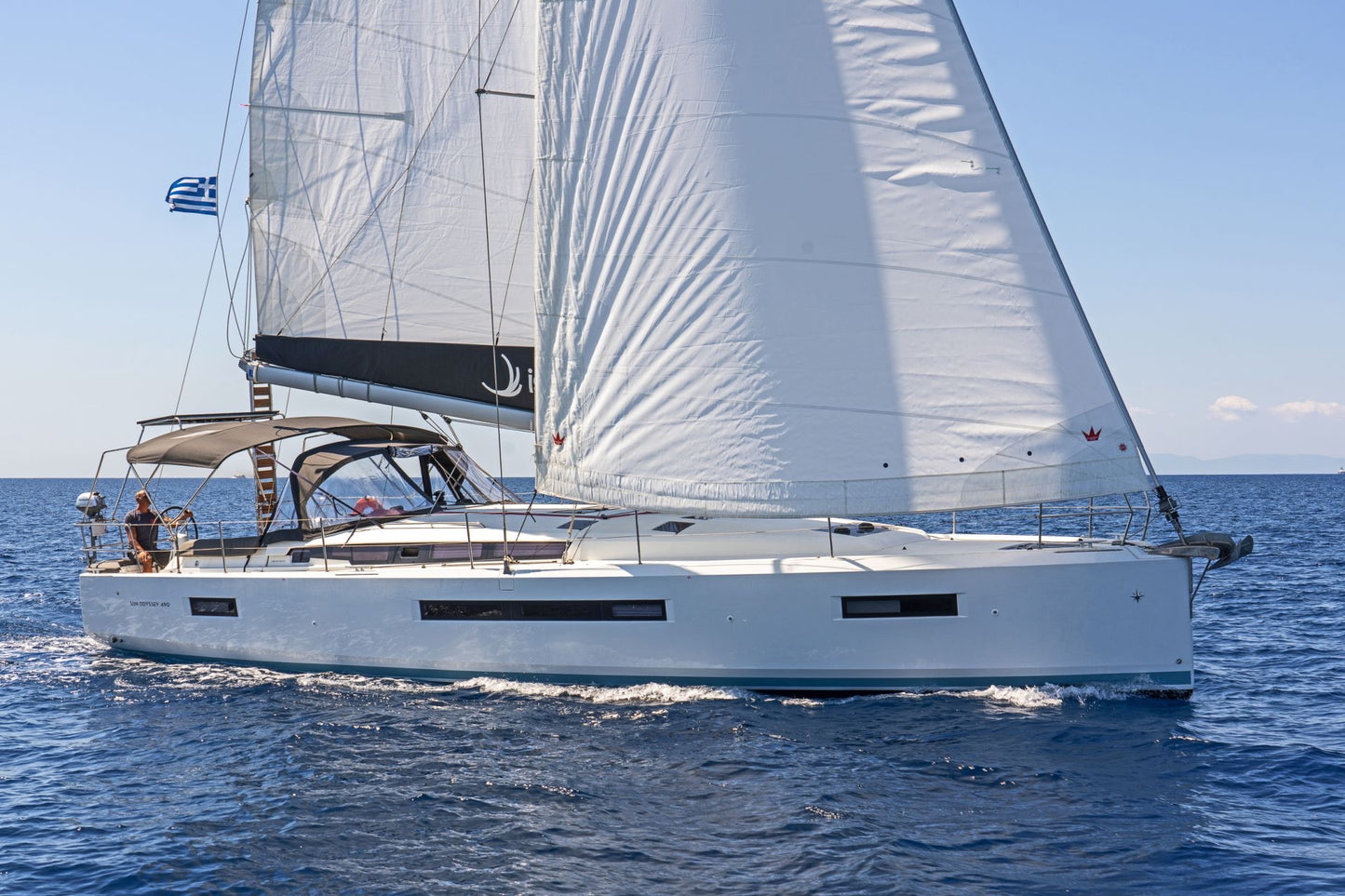 sailing boat in crete full sails